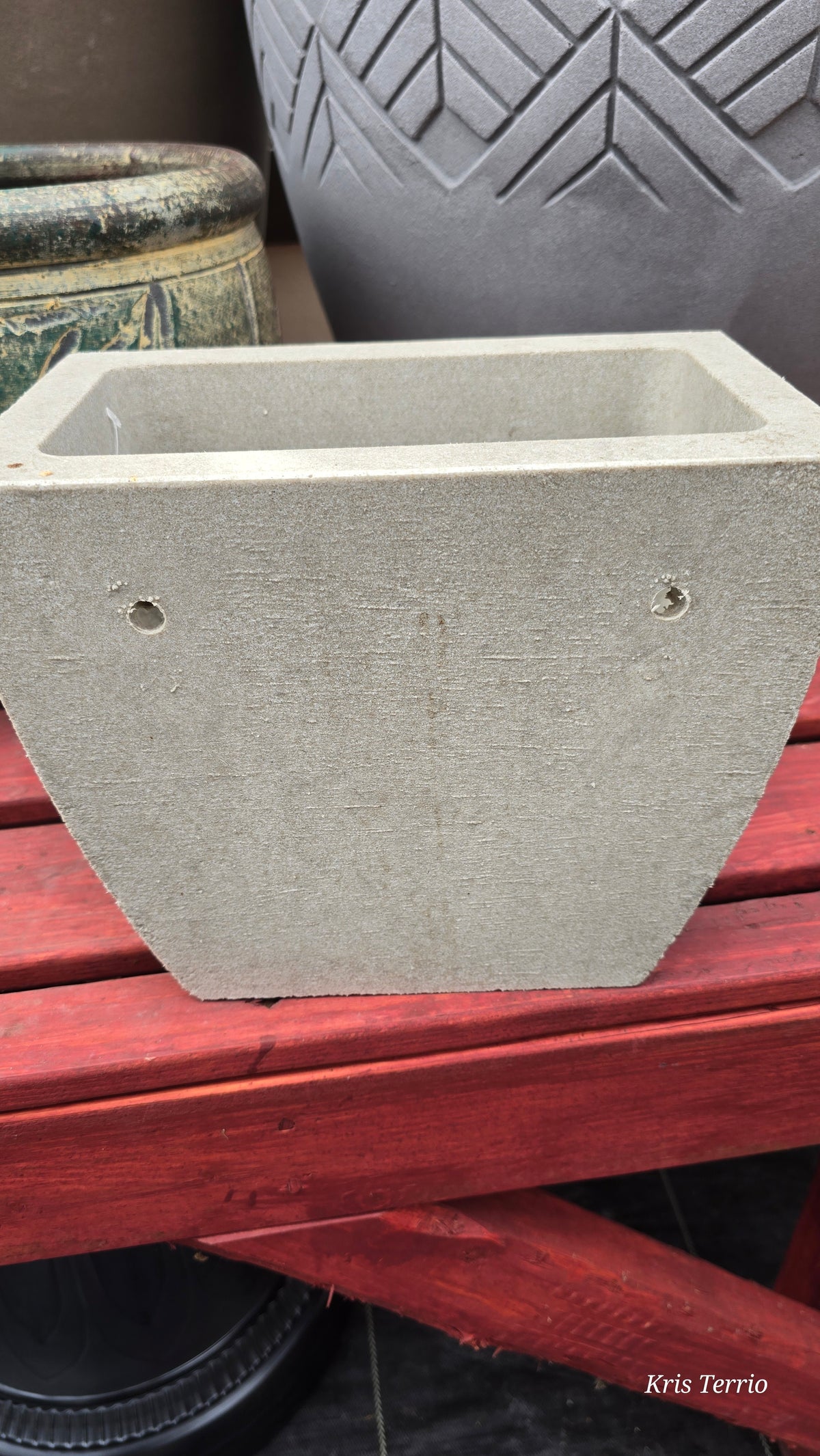 Grey stone wall planter