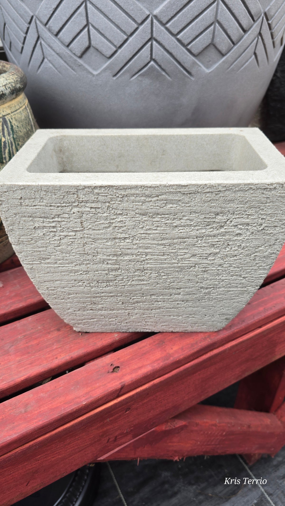 Grey stone wall planter